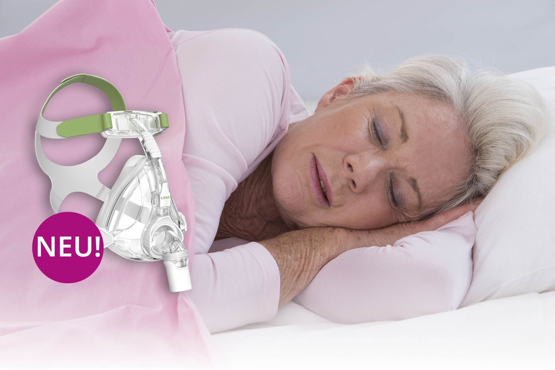 LENA Full Face CPAP Maske, in Benutzung