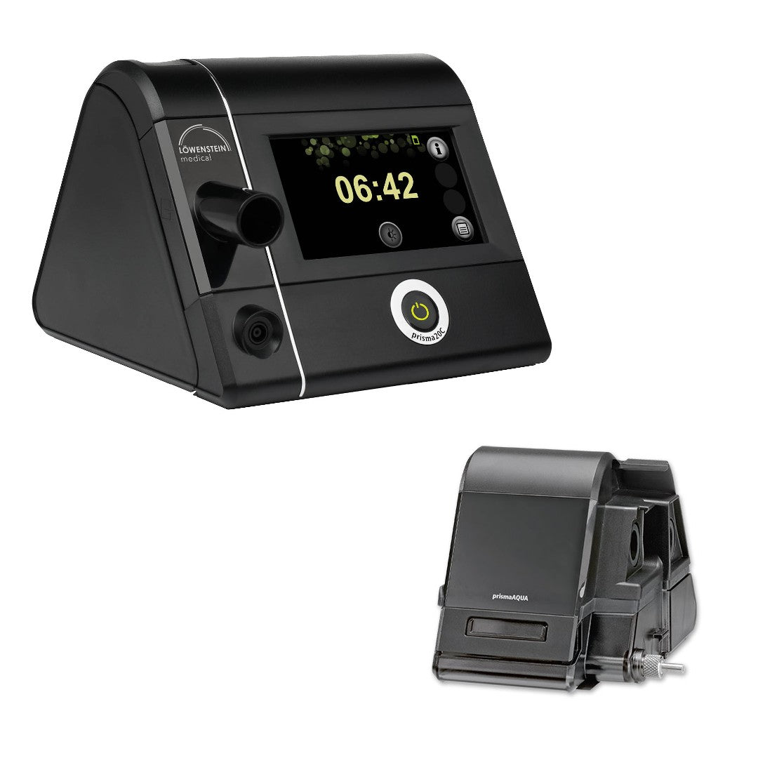 Appareil de thérapie CPAP Löwenstein prisma20C pour apnée du sommeil - Pack promotionnel 1 (incl. humidificateur d'air chaud & tuyau chauffant)
