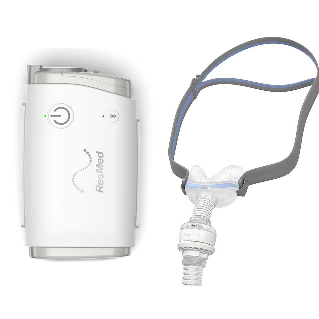 Resmed AirMini AutoSet mobile therapy device, including AirFit™ N30 for AirMini mask set, with power supply and carrying bag