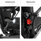 Q50R-Carbon Elektrorollstuhl mit montiertem Front- und Rücklicht im Detail