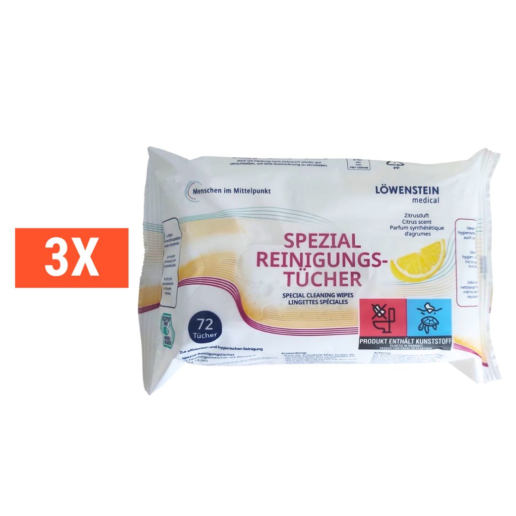 3x Löwenstein CPAP Cleaning Wipes Citrus Scent